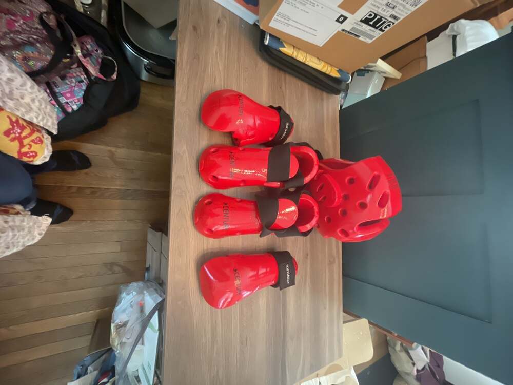 Century Red Martial Arts Sparring Headgear and Foot Guards Set